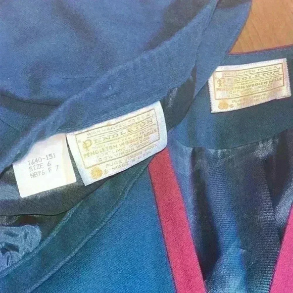 VTG 60s Pendleton Virgin Wool 2-PC Blazer Skirt Set Womens Power Suit Teal - Picture 3 of 9